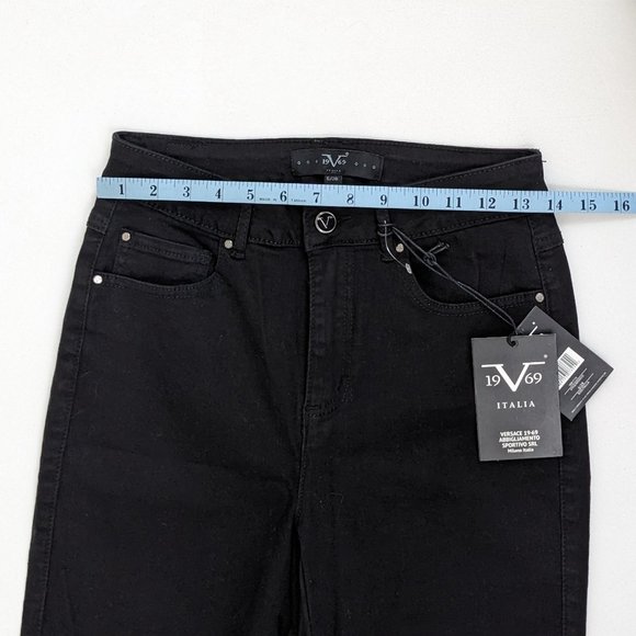 Versace 1969 Italia Black Denim Bootleg Jeans Size 28 Tall NWT - Picture 6 of 6